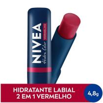 NIVEA Hidratante Labial Hidra Color 2 em 1 Vermelho 4,8g