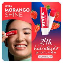 NIVEA Hidratante Labial Morango Shine 4,8g - Cuidado intensivo para seus lábios, hidratação prolongada, delicioso aroma de morango, pigmentos brilhant