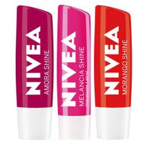 NIVEA Hidratante Labial Shine Kit Amora + Morango + Melancia NIVEA Hidratante Labial Shine Kit Amora + Morango + Melancia