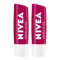 NIVEA Hidratante Labial Shine Kit com 2 unidades Amora