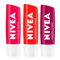 NIVEA Hidratante Labial Shine Kit com 3 unidades NIVEA Hidratante Labial Shine Kit com 3 unidades