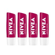 NIVEA Hidratante Labial Shine Kit com 4 unidades Amora NIVEA Hidratante Labial Shine Kit com 4 unidades Amora