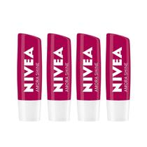 NIVEA Hidratante Labial Shine Kit com 4 unidades Amora