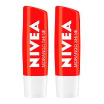 NIVEA Kit com 2 Unidades Hidratante Labial Morango Shine 4,8g