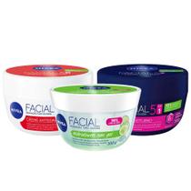 NIVEA Kit Creme Hidratante Facial Antissinais 100g + Hidratante Facial Gel Fresh 100g + Creme Hidratante Facial Noturno 100g