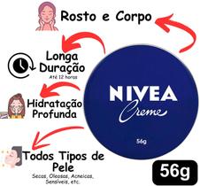 Nivea Lata Hidratante 56g Medio Azul Creme Corporal E Facial Todo Tipo De Pele Dia noite