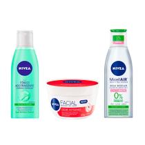 NIVEA Limpeza Facial Kit Tônico + Água Micelar + Creme Antissinais