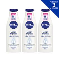 NIVEA Loção Deo-Hidratante Lotion Express 48h Hidratação Profunda 200ml - 3 unidades