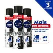 Nivea Men Desodorante Antitranspirante Aerosol Invisible Black & White Promo 200Ml - 3 Unidades