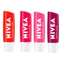 NIVEA Protetor Labial Shine Kit Morango + Cereja + Amora + Melancia NIVEA Protetor Labial Shine Kit Morango + Cereja + Amora + Melancia