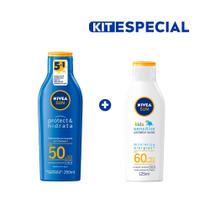 Nivea sun kit protect & hidrata fps50 200ml + protetor solar nivea sun kids sensitive fps60 125ml