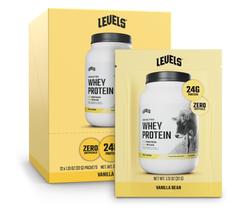 Níveis de proteína de soro de leite em pó, baunilha alimentada com capim: 24g