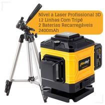 Nível a Laser 12 Linhas 3D Laser Verde 2 Baterias Recarregável Controle Remoto e Tripé Nível a Laser 12 Linhas 3D Laser Verde 2 Baterias Recarregável Controle Remoto e Tripé