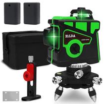 Nível a Laser 12 Linhas Verde 2 Baterias Recarregável HILDA 3D 360 Graus Esquadro Prumo Laser
