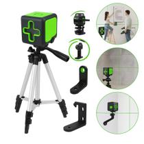 Nível A Laser 25m Verde 2 Linhas Com Esquadro E Tripé Profissional Com Suporte Para Parede