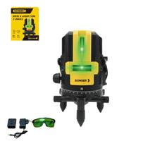 Nivel A Laser Auto Nivelador Luz Verde 2 Linhas 360 Recarregável Com Estojo Óculo Profissional - BOM
