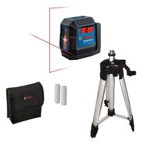 Nível a Laser Bosch com Tripé e Acessórios Vermelho, 2 Linhas, Resistente à Poeira e Respingos dÁgua, 12m Profissional GLL1222