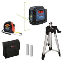 Nível a Laser Bosch VERDE, 2 Linhas, Raio 12m, COM Tripé e Trena Profissional GLL 1222G