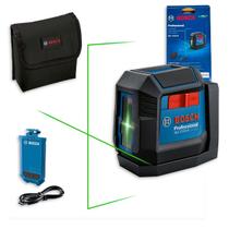 Nível a Laser Linear/Cruzado Bosch GLL 1222 G LI A Bateria 3.7V 1.0Ah 12 metros Proteção IP55 Carcaça Reforçada C/ Suporte Rotativo Verde Profissional