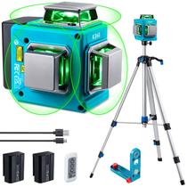 Nível de laser KEZERS 3 x 360 com tripé, controle remoto, laser verde