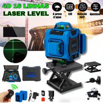 Nível Laser 16 Linhas 4D Profissional Controle Remoto Verde Autonivelante Bateria Recarregável Maleta + Acessorios