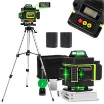 Nível Laser 16 Linhas Verde 2 Baterias Recarregável Com Display Digital 4d 360 Graus Hilda Tripé Aluminio 150cm