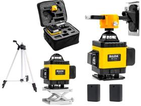 Nível Laser 16 Linhas Verde Hilda 2 Baterias Recarregável 4d 360 Profissional Suporte Tripé Regulável De Alumínio 1,2 Metros Horizontal Vertical