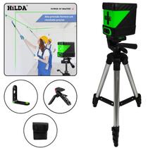Nível Laser 2 Linhas Verde Tripé Alumínio Suporte Esquadro Prumo