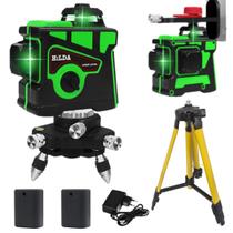 Nível Laser Hilda 12 Linhas Verde 2 Baterias 3d 360 Auto Nivelamento Tripé Regulável De até 1,2 Metros