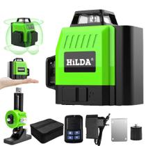 Nível Laser Hilda Ls178 3d Verde 12 Linhas Nivelador Horizontal Vertical Com Suporte Magnético Elevatório