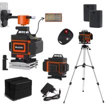 Nível Laser Verde 16 Linhas Mostrador Digital Hilda 2 Baterias Recarregável Profissional 360 4d Com Tripé De Alumino Regulável 1,2 Metros Prumo