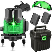 Nível Laser Verde Giratório 5 Linhas Verde Profissional 360 Com 2 Baterias Maleta e Óculos