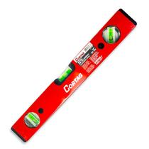 Nível Manual de Alumínio Cortag 3 Bolhas 35 Cm Sem Base Magnética Nivelamento Horizontal, Vertical e 45º Pedreiros Construção Civil Vermelho 60238