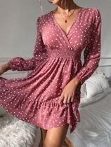 Nó Bainha de Ruffle Embrulhar Folhado Simples Boho Vestido Nó Bainha de Ruffle Embrulhar Folhado Simples Boho Vestido