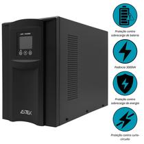 NoBreak Senoidal Puro 3000VA 110V Aitek ANBBE3000P 2100W, Dupla Conversão Online, Bivolt de Entrada NoBreak Senoidal Puro 3000VA 110V Aitek ANBBE3000P 2100W, Dupla Conversão Online, Bivolt de Entrada