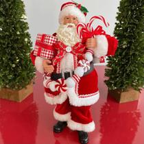 NOÉIS COLECIONÁVEIS: PAPAI NOEL COM PRESENTE E BENGALAS - 27cm