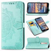 Nokia 4.2 Case Leather Wallet Capa Emboss Mandala Magnetic Flip Protection Shockof - Verde Nokia 4.2 Case Leather Wallet Capa Emboss Mandala Magnetic Flip Protection Shockof - Verde