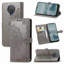 Nokia 6.3 Case Leather Wallet Capa Emboss Mandala Magnetic Flip Protection Shockof - Cinza Nokia 6.3 Case Leather Wallet Capa Emboss Mandala Magnetic Flip Protection Shockof - Cinza