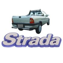 Nome Emblema Letreiro Strada 99/00 Fundo Azul e Cromado Nome Emblema Letreiro Strada 99/00 Fundo Azul e Cromado