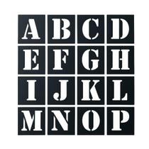 Normógrafo Gabarito de Desenho Alfanumérico Vazados 55 mm 36 Peças em MDF Preto Gv Office