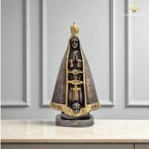 Nossa Senhora Aparecida 20cm Em Gesso Cor Cinza Off White Imagem De Fé Católica AVB DECOR