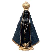Nossa Senhora Aparecida 20cm Manto Azul Centro Preto com detalhes dourado
