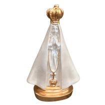 Nossa Senhora Aparecida 22cm Branco Perolado com Detalhes Dourado