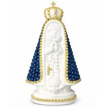 Nossa Senhora Aparecida Baby 12cm Branca Com Pérolas Azul Escuro Nossa Senhora Aparecida Baby 12cm Branca Com Pérolas Azul Escuro