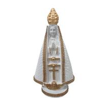 Nossa Senhora Aparecida Branca Com Dourado 20cm - Gesso