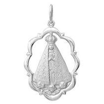Nossa Senhora Aparecida Grande Trabalhada Medalha 3.41 Cm Ouro Branco 18k Pingente FDMAROBranco Nossa Senhora Aparecida Grande Trabalhada Medalha 3.41 Cm Ouro Branco 18k Pingente FDMAROBranco