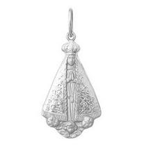 Nossa Senhora Aparecida Media Medalha 2 Cm Ouro Branco 18k Pingente