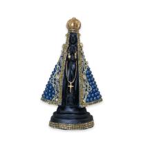 Nossa Senhora Aparecida Negra 20cm Pérola Azul l-20AN