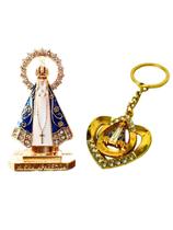 Nossa Senhora Aparecida para Carro + Chaveiro Nossa Senhora com CORAÇÃO Decoração para Carro e Altar
