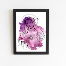 Nossa Senhora Aquarela Roxo Quadro Moldura Preta 60x40cm Nossa Senhora Aquarela Roxo Quadro Moldura Preta 60x40cm